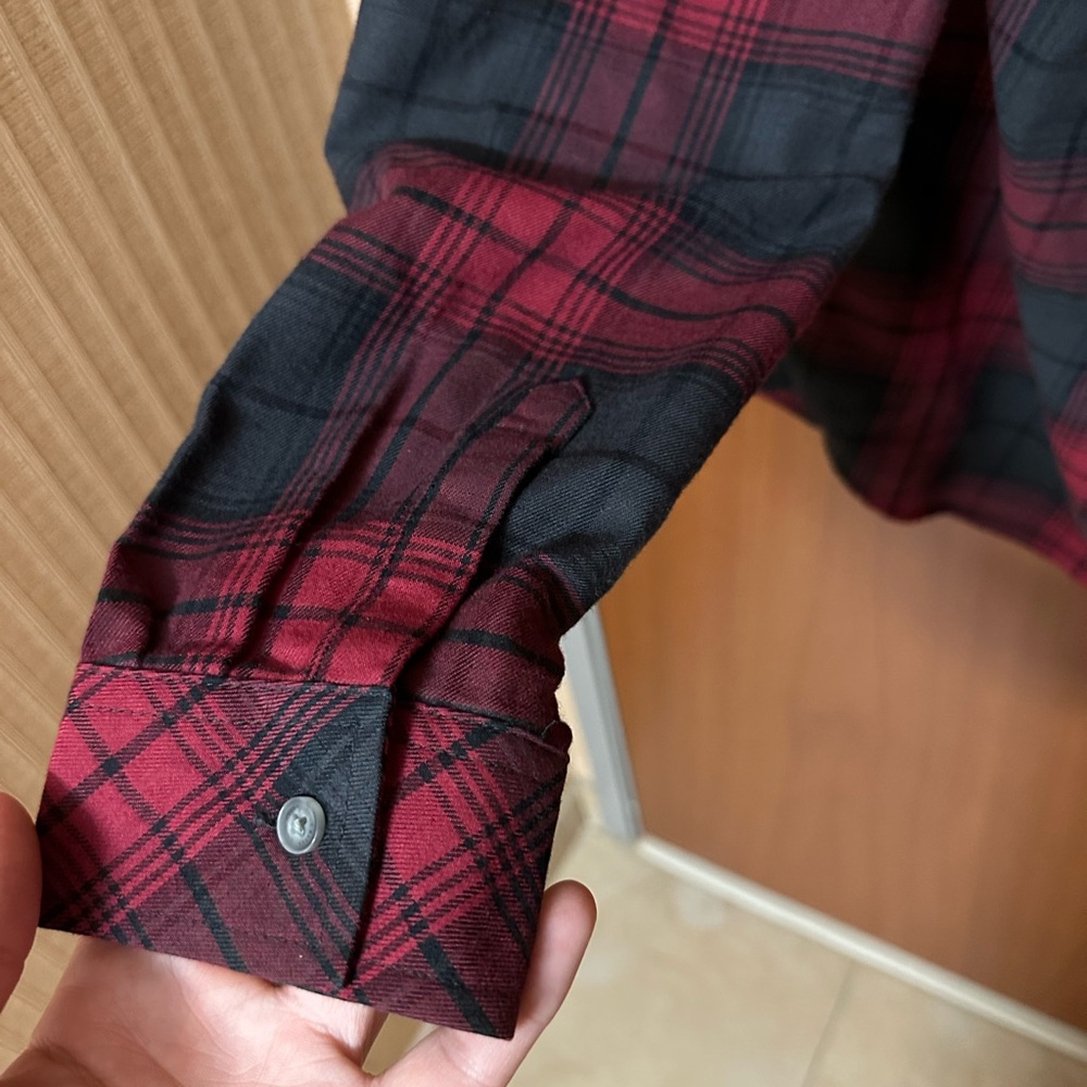 Eddie Bauer Red and Black Plaid Button-Up Shirt - Picture 5 of 5